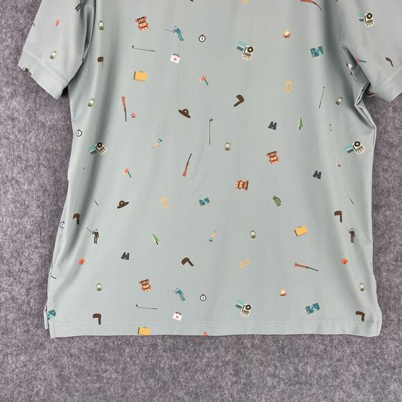 William Murray Polo Golf Shirt Mens Large Green Happy Glamper Camp Performance - Picture 10 of 13